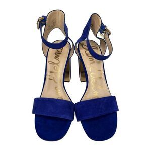 Sam Edelman Blue Gold Suede Open Toe Shoes Sandals‎ Sandals Sz 9.5